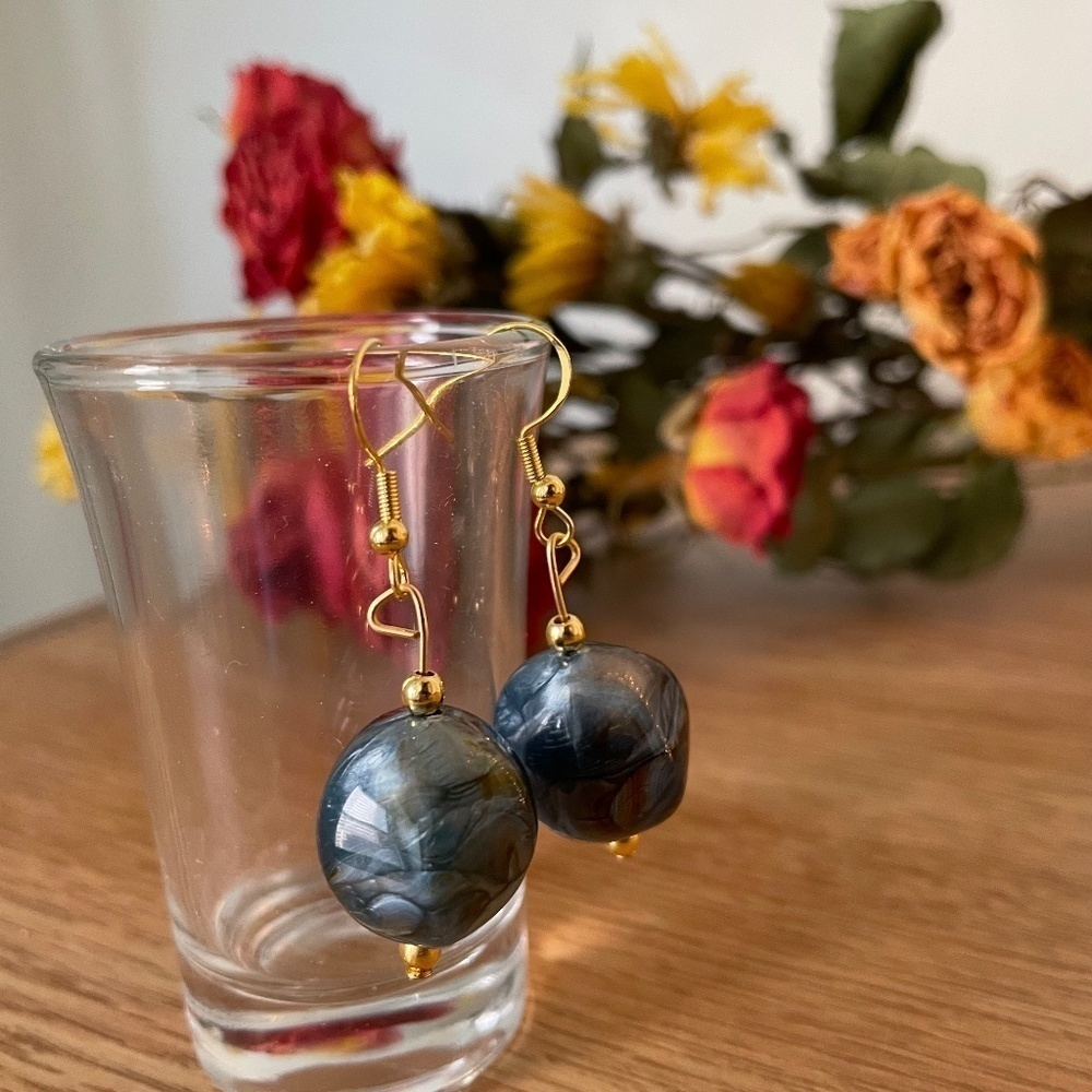 Marbled Stone Beaded Earrings